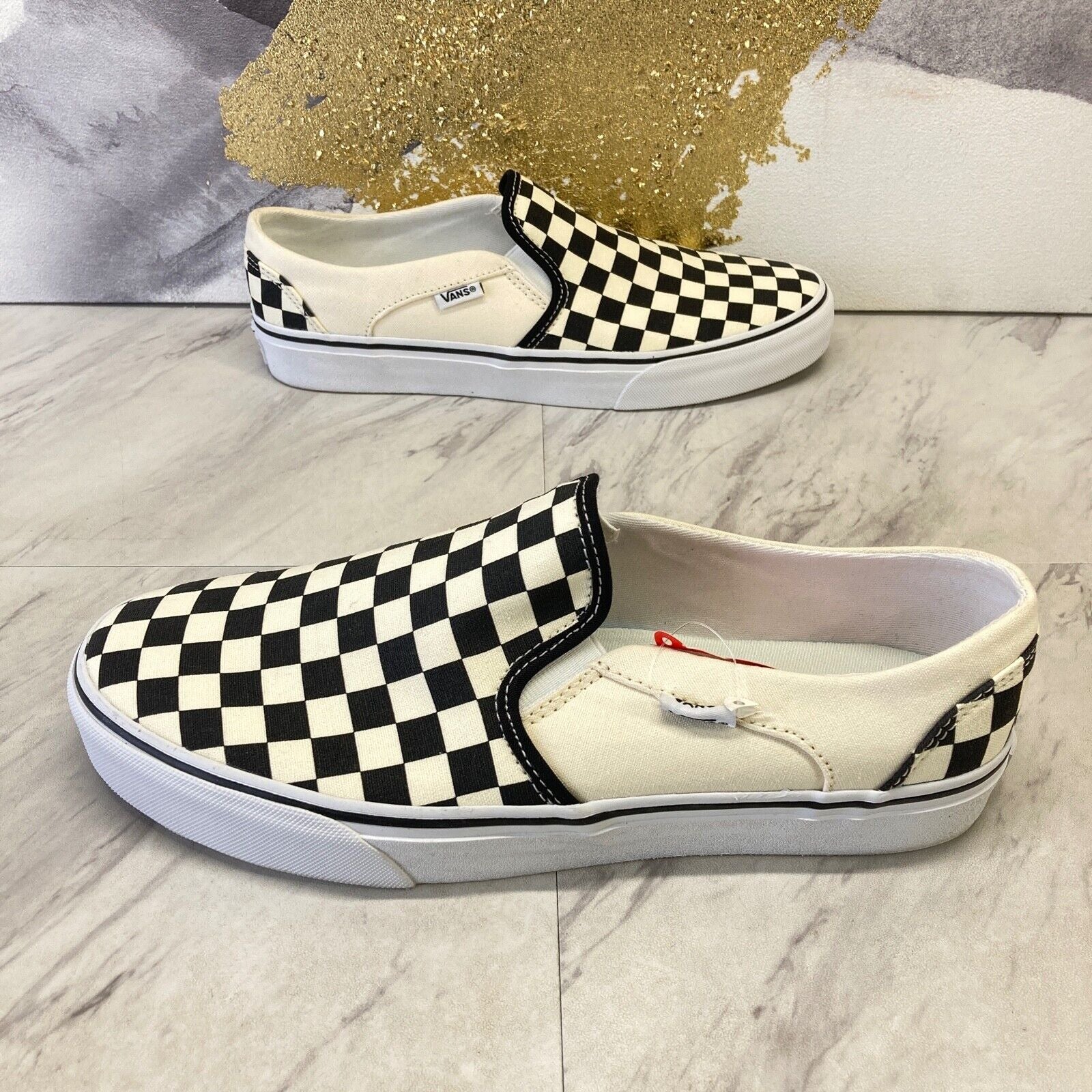 Vans Asher Ivory Black Checkered VN000VOSAPK Women'S Size 9 - 11 Shoes #59A