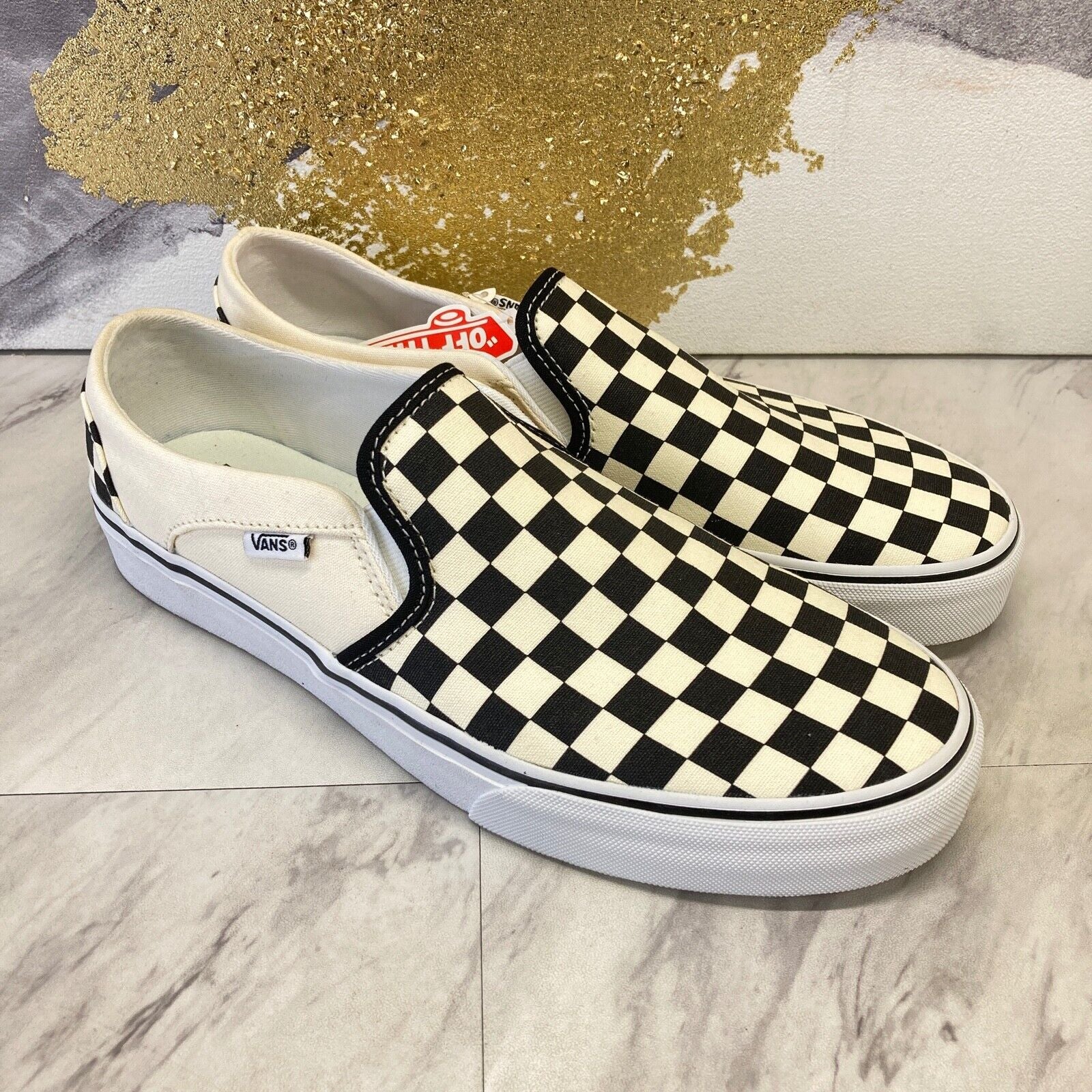 Vans Asher Ivory Black Checkered VN000VOSAPK Women'S Size 9 - 11 Shoes #59A