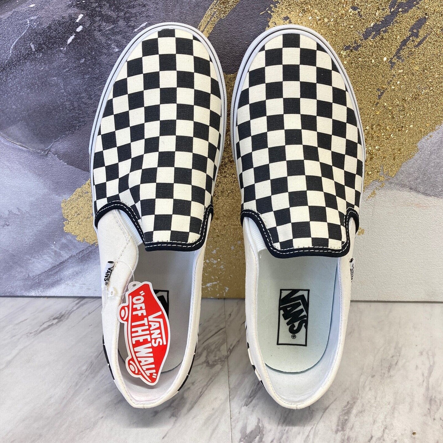 Vans Asher Ivory Black Checkered VN000VOSAPK Women'S Size 9 - 11 Shoes #59A