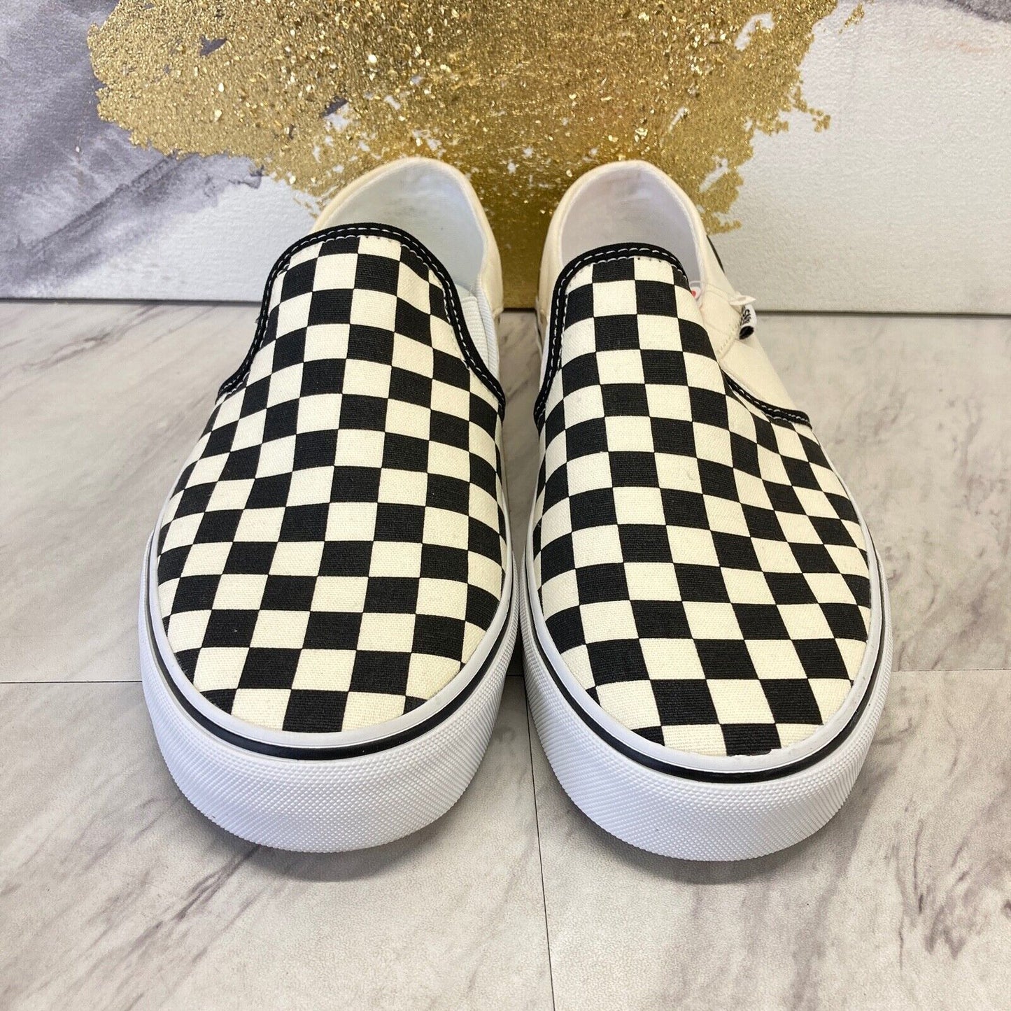 Vans Asher Ivory Black Checkered VN000VOSAPK Women'S Size 9 - 11 Shoes #59A