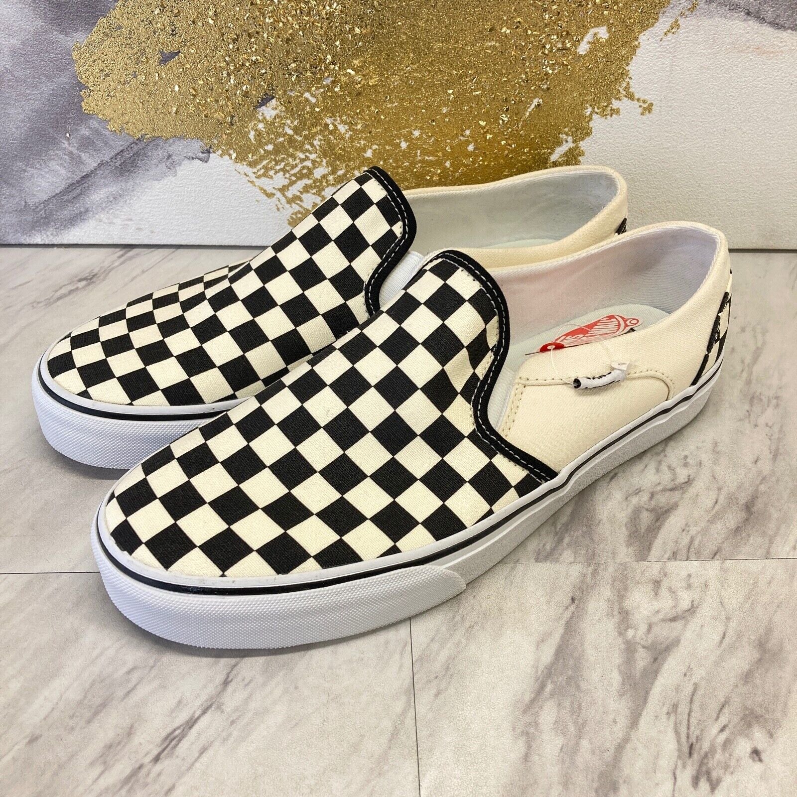 Vans Asher Ivory Black Checkered VN000VOSAPK Women'S Size 9 - 11 Shoes #59A